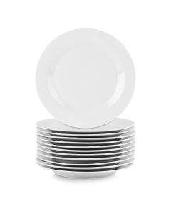 Elama Professional Kitchen 12 Piece Round Porcelain Salad Plate Set in White