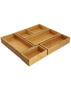 MegaChef 5 Piece Bamboo Storage and Organization Trays