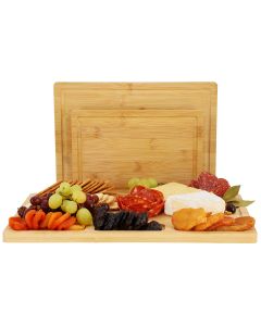 MegaChef 3 Piece Bamboo Cutting, Prep and Serving Boards