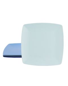 Gibson Home Grayson 4 Piece 8.5 Inch Square Melamine Dessert Plate Set in Assorted Blue