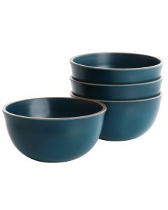 Gibson Home Rockabye 4 Piece Melamine Cereal Bowl Set in Dark Teal